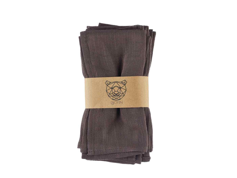 Serviette De Table - 6 Pièces - Lin Et Coton Chocolat