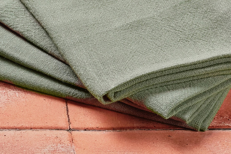 Serviette De Table - 6 Pièces - Lin Et Coton Vert De Gris