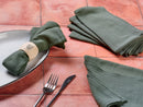 Serviette De Table - 6 Pièces - Lin Et Coton Vert Sapin