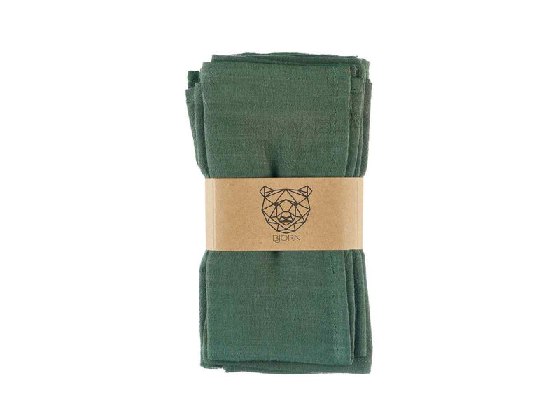 Serviette De Table - 6 Pièces - Lin Et Coton Vert Sapin