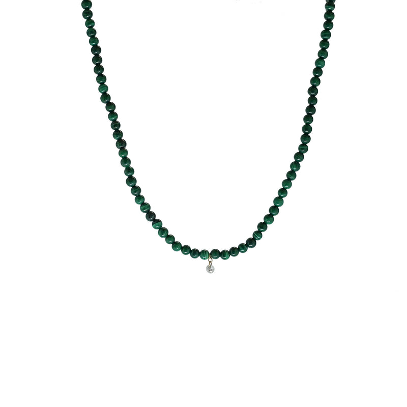 Collier Semi Precious Malachite Or Jaune