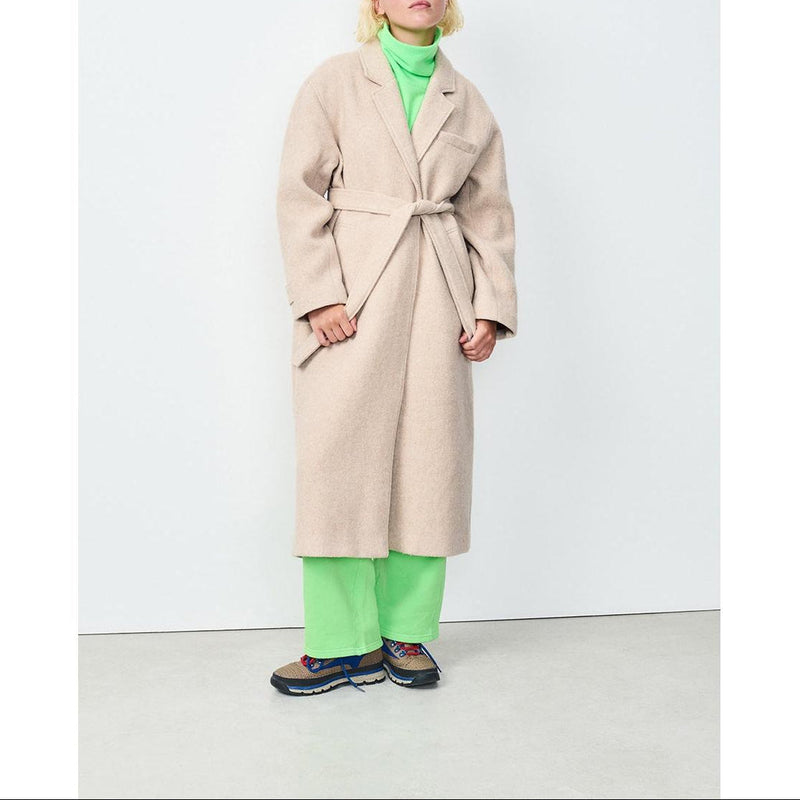 Long Shirt Collar Coat - Mastic - Women