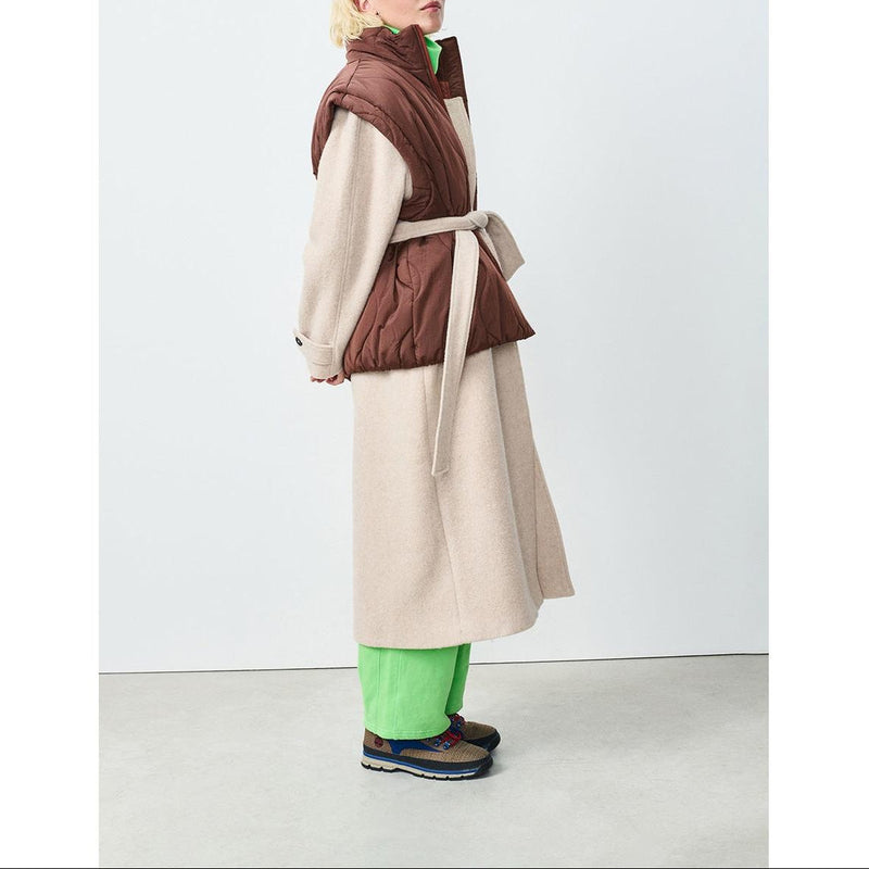 Long Shirt Collar Coat - Mastic - Women