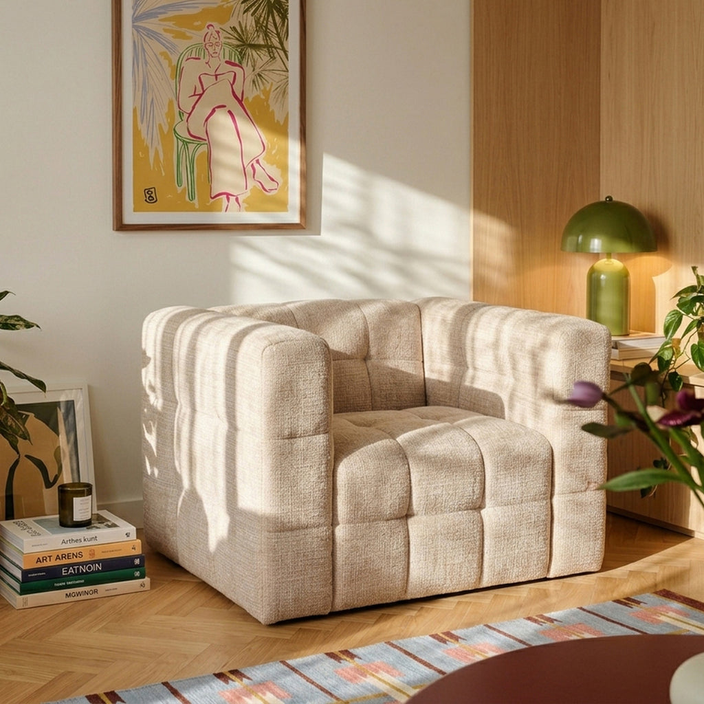 Naiad - Poltrona fissa a 1 posto - Tessuto strutturato - Beige