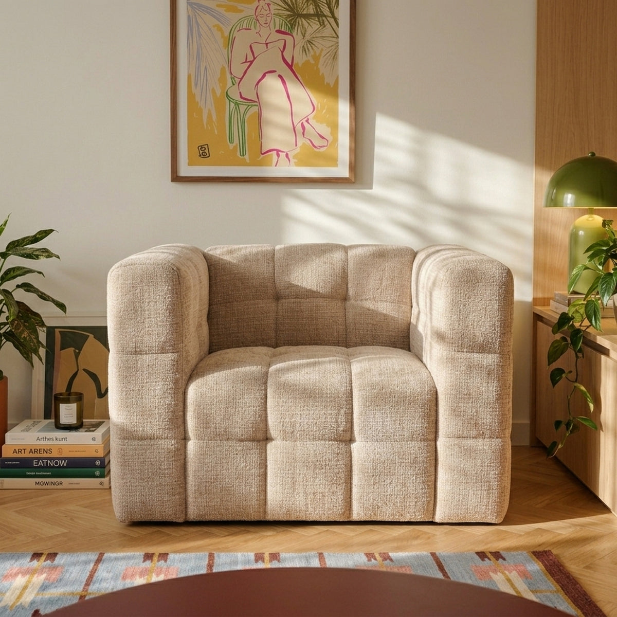 Naiad - Poltrona fissa a 1 posto - Tessuto strutturato - Beige