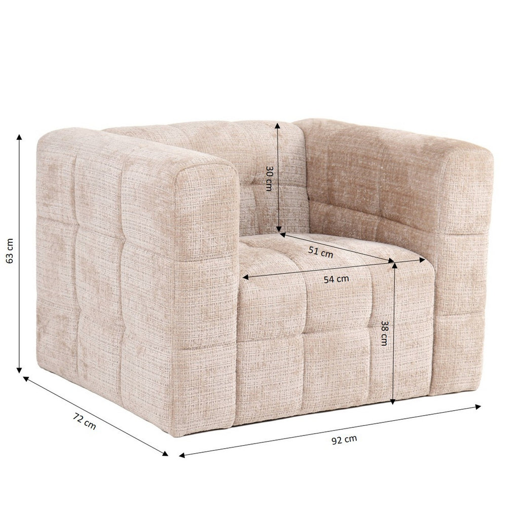 Naiad - Poltrona fissa a 1 posto - Tessuto strutturato - Beige