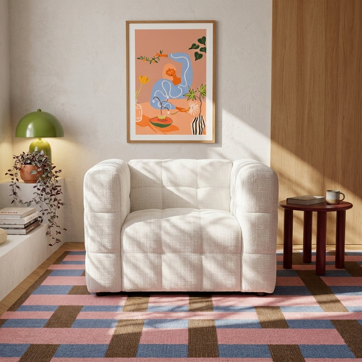 Naiad - Poltrona fissa a 1 posto - Tessuto strutturato - Crema