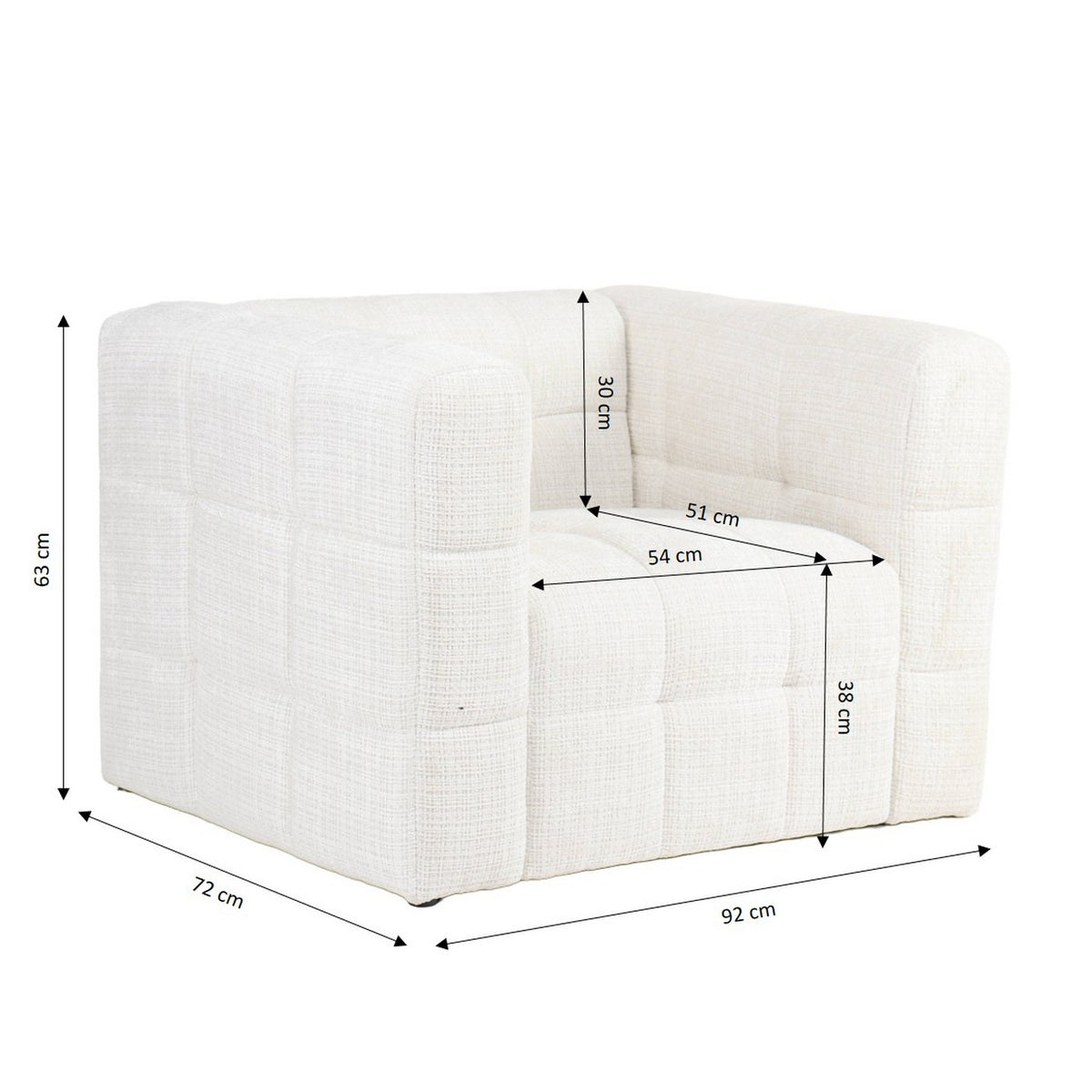 Naiad - Poltrona fissa a 1 posto - Tessuto strutturato - Crema