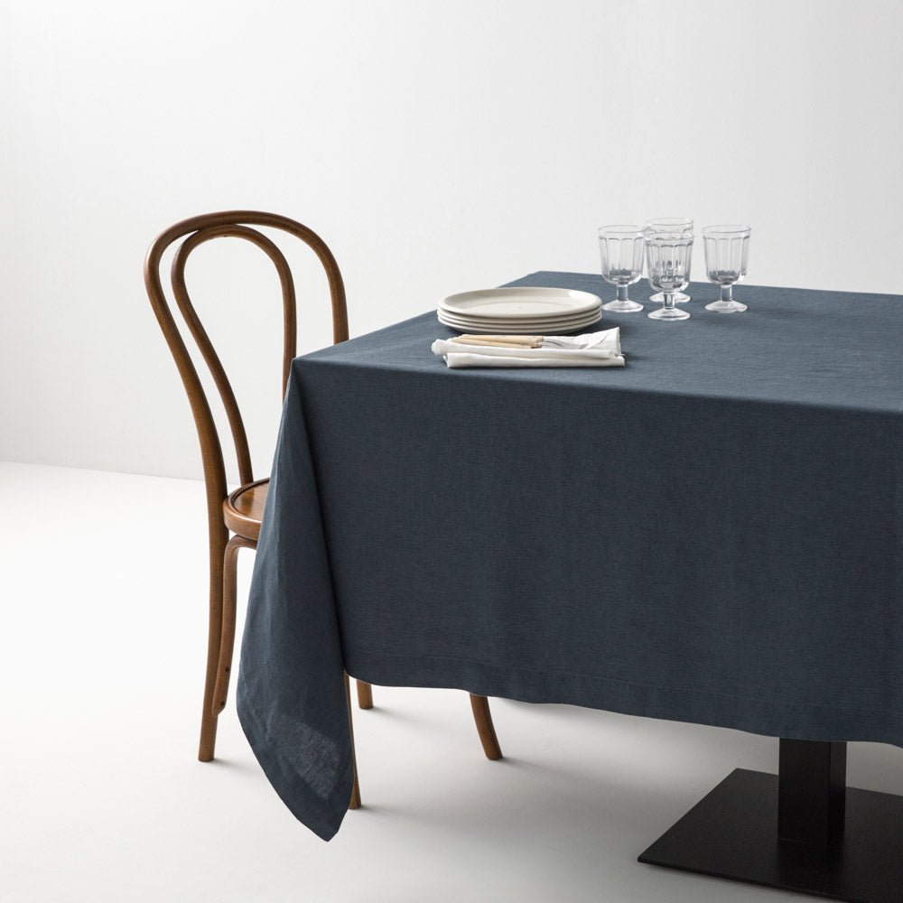 Nappe - En Lin Lavé - Bleu Orage