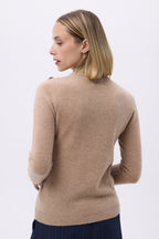 Pull Col Montant Boutons Dorés F Nara - Beige Creme - Femme