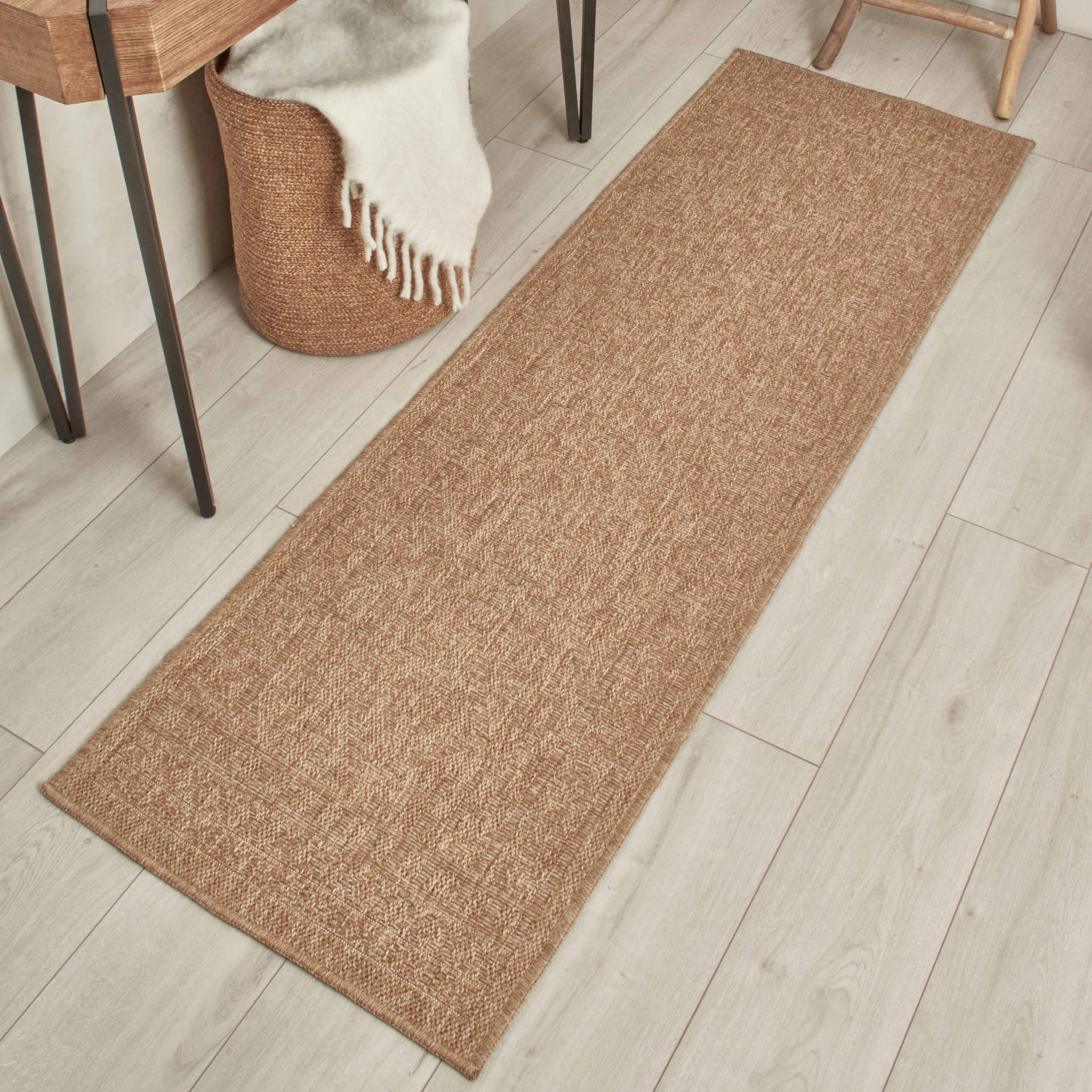 NATURE - Alfombra beige aspecto yute natural con motivos de rombos - NAT8729BEI NATURE