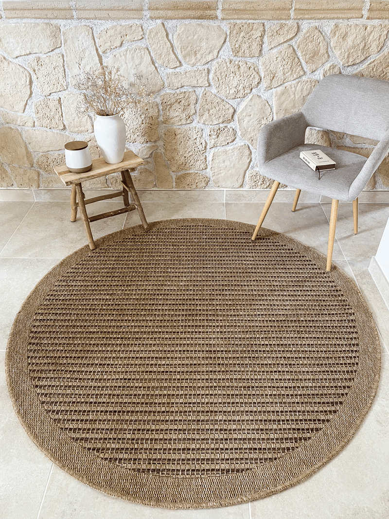 Tapis Aspect Jute - Motif Jute - Marron - Intérieur / Extérieur
