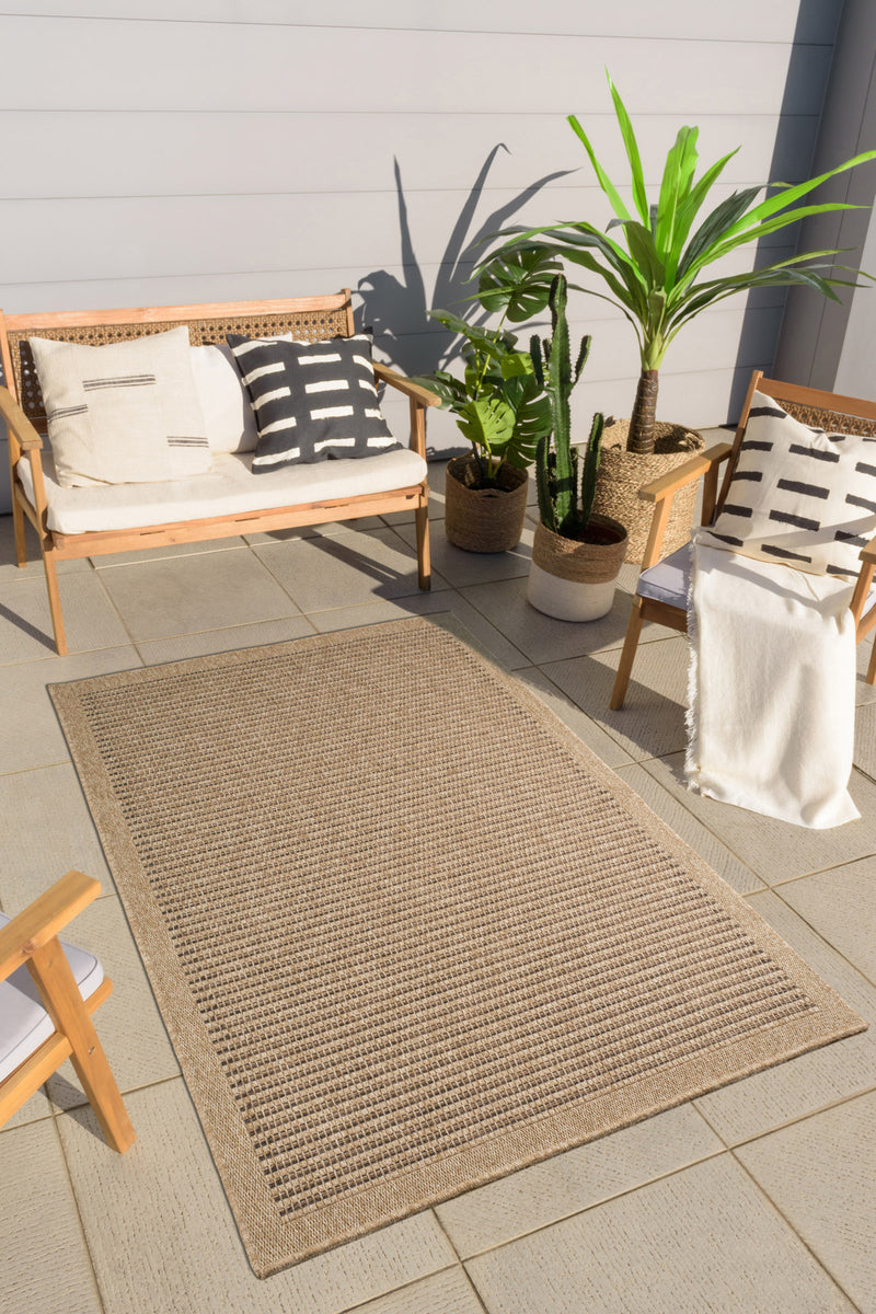 Tapis Aspect Jute - Motif Jute - Marron - Intérieur / Extérieur