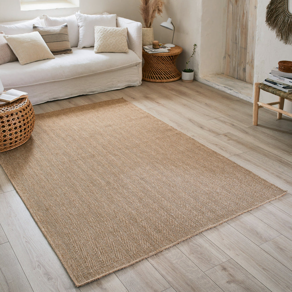 NATURE - Natural jute effect rug with chevron pattern - NAT8753BEI NATURE