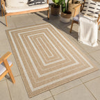 NATURE - Alfombra efecto yute natural con motivos rectangulares blancos - NAT8863BLA NATURE