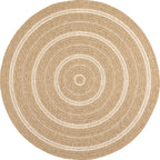 Nature Jute look rug with round white patterns: NAT8863BLA - Nazar rugs