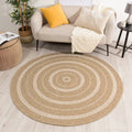 Nature Jute look rug with round white patterns: NAT8863BLA - Nazar rugs