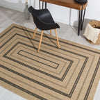 NATURE - Natural jute effect rug with black rectangular patterns - NAT8863NOI NATURE