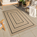 NATURE - Natural jute effect rug with black rectangular patterns - NAT8863NOI NATURE
