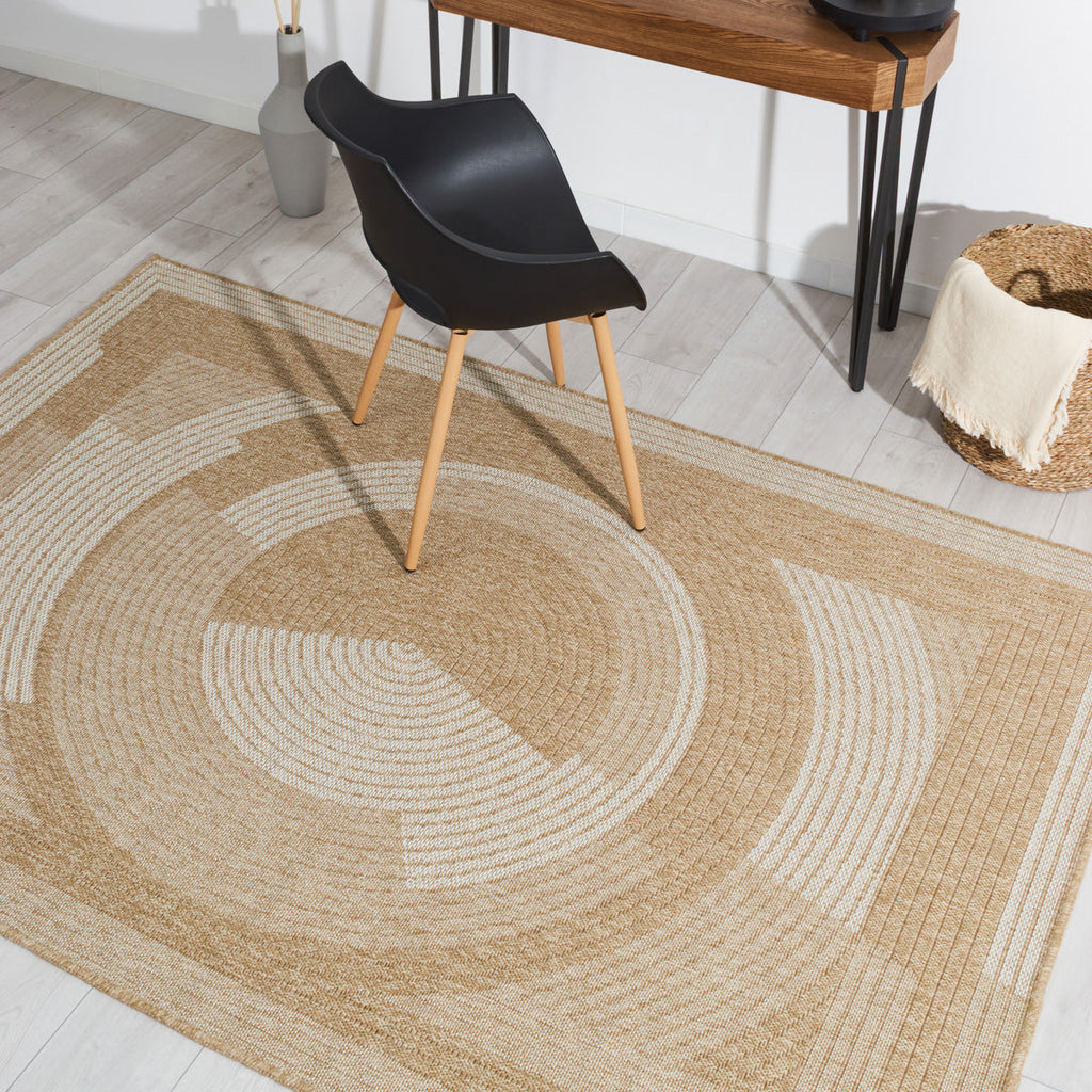 NATURE - Alfombra aspecto yute natural con motivos blancos - NAT8865BLA NATURE