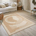 NATURE - Alfombra aspecto yute natural con motivos blancos - NAT8865BLA NATURE