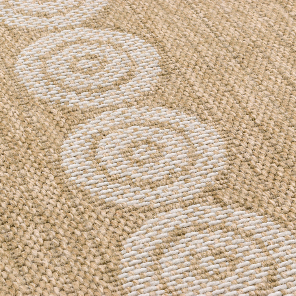 Alfombra efecto arpillera con estampado geométrico redondo blanco: NAT8868BLA - Nazar rugs
