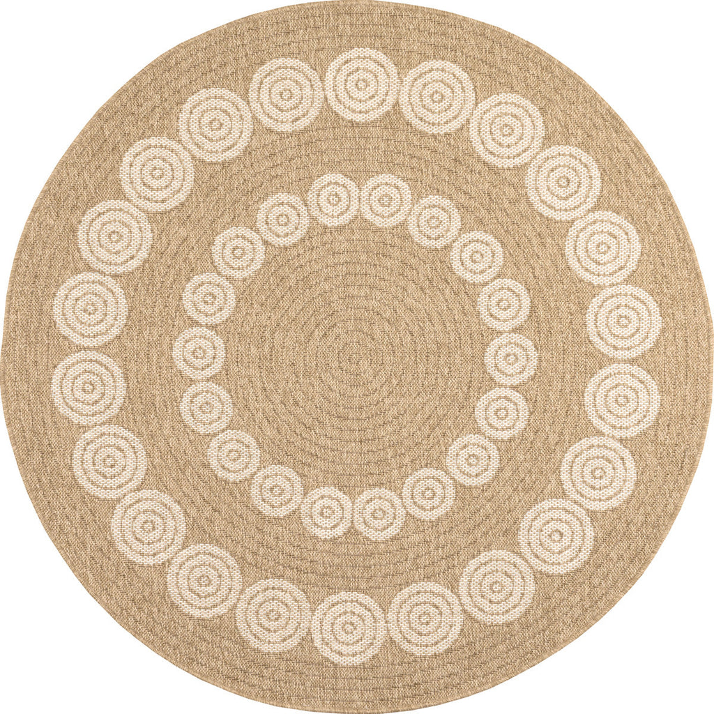 Alfombra efecto arpillera con estampado geométrico redondo blanco: NAT8868BLA - Nazar rugs