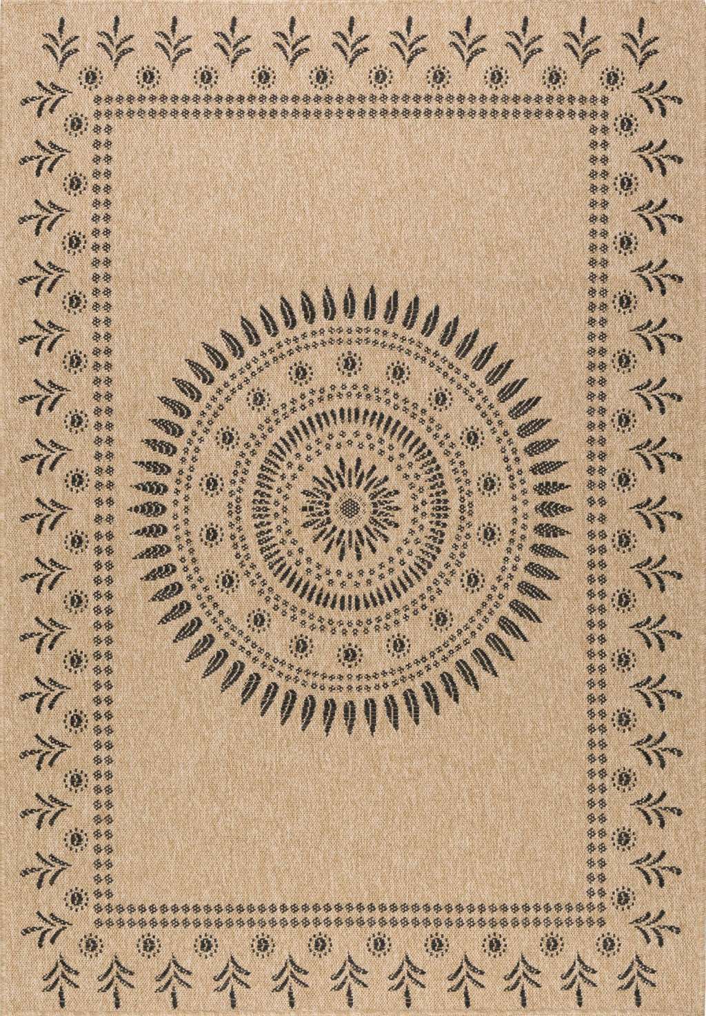 Tapis effet jute naturel motifs orientaux noirs : NAT8874NOI - Nazar rugs