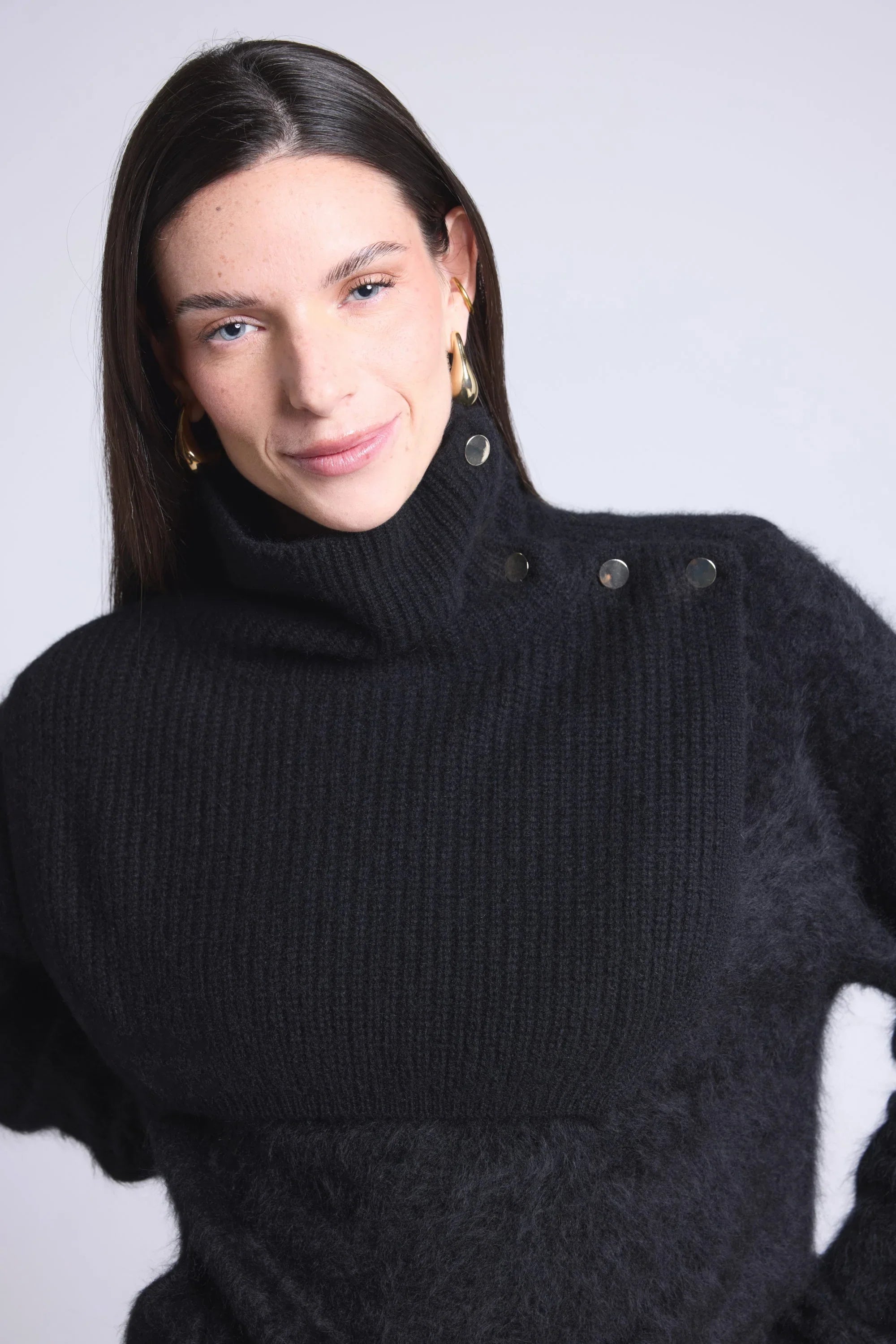 Col Montant Boutons Natacha - Noir - Mixte