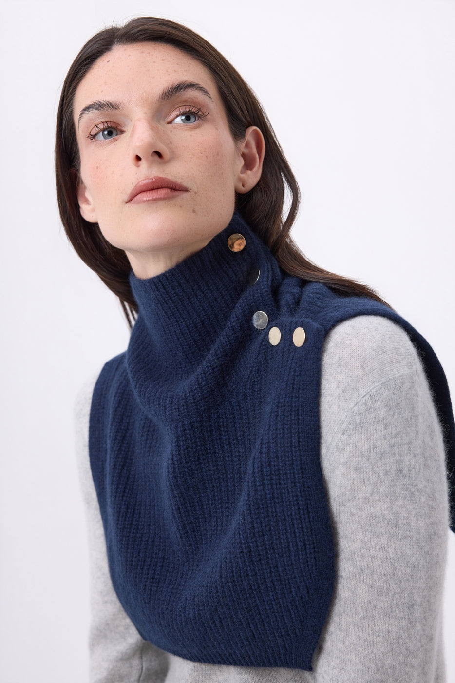 Cuello alto con botones Natacha - Azul marino - Mujer