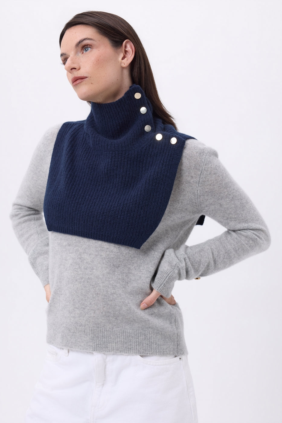 Cuello alto con botones Natacha - Azul marino - Mujer