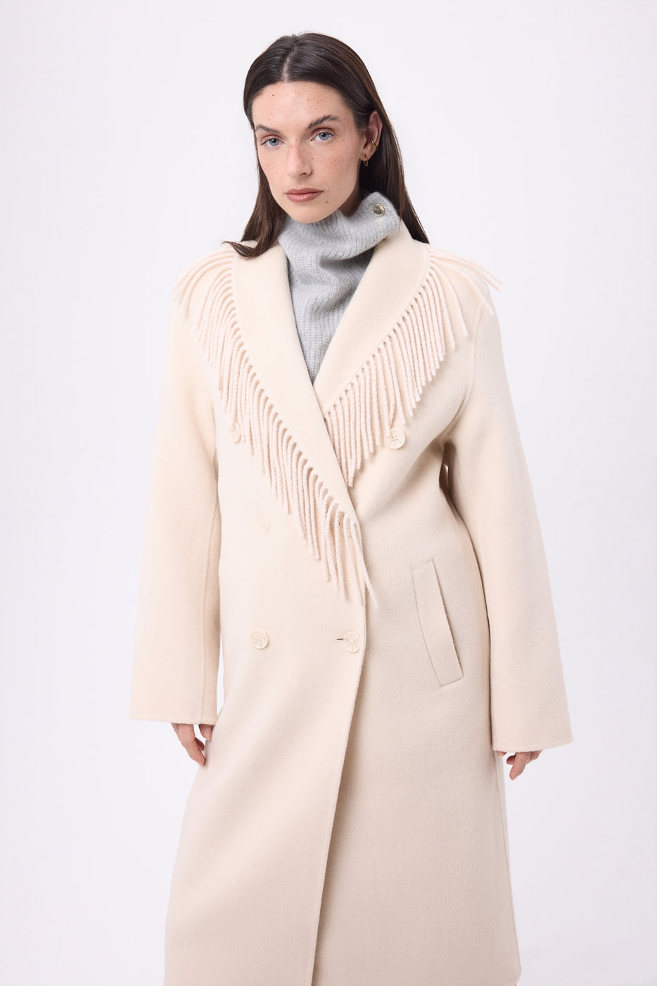 Natacha Buttoned High Neck - Light Grey - Women