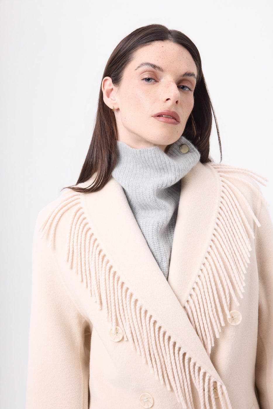 Natacha Buttoned High Neck - Light Grey - Women