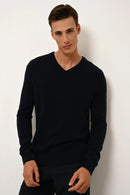 Pull Col V 4 Fils - Nathan - Navy