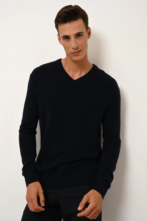 Pull Col V 4 Fils - Nathan - Navy
