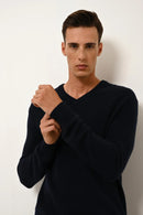 Pull Col V 4 Fils - Nathan - Navy