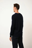 Pull Col V 4 Fils - Nathan - Navy
