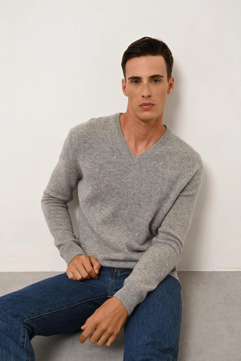 Pull Col V 4 Fils - Nathan - Nuage Chiné