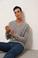 Pull Col V 4 Fils - Nathan - Nuage Chiné