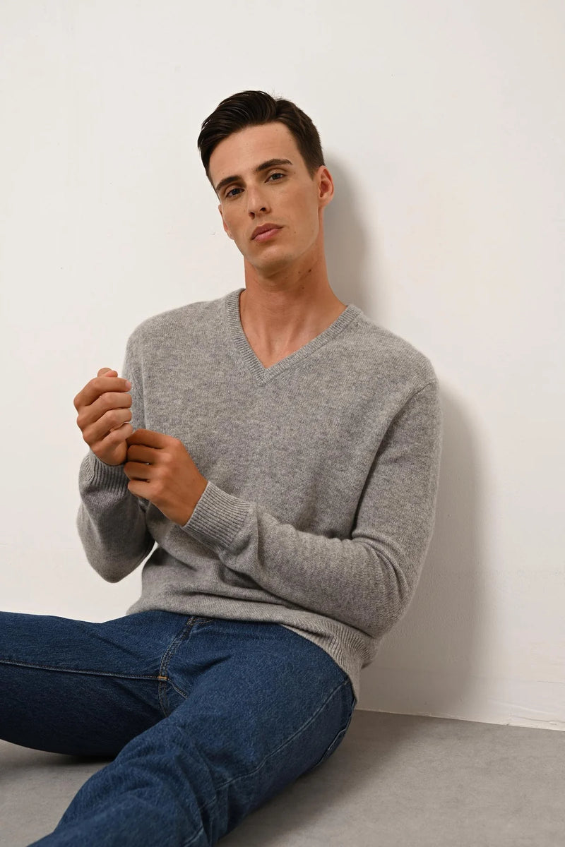 Pull Col V 4 Fils - Nathan - Nuage Chiné