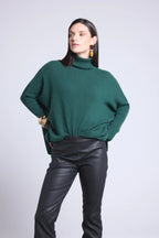 Naya Poncho Roll-Neck Jumper - Bottle Green - Women