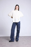 Naya Roll-Neck Poncho Jumper - White - Women