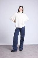 Pull Col Roule Poncho Naya - Blanc - Femme