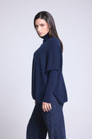 Pull Col Roule Poncho Naya - Bleu Marine - Femme