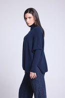Poncho Naya Turtleneck Sweater - Navy Blue - Women