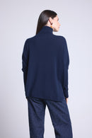 Pull Col Roule Poncho Naya - Bleu Marine - Femme