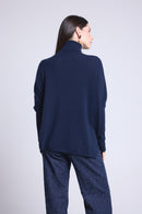 Poncho Naya Turtleneck Sweater - Navy Blue - Women