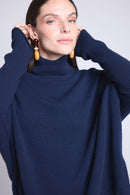 Poncho Naya Turtleneck Sweater - Navy Blue - Women