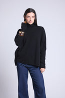 Pull Col Roule Poncho Naya - Noir - Femme