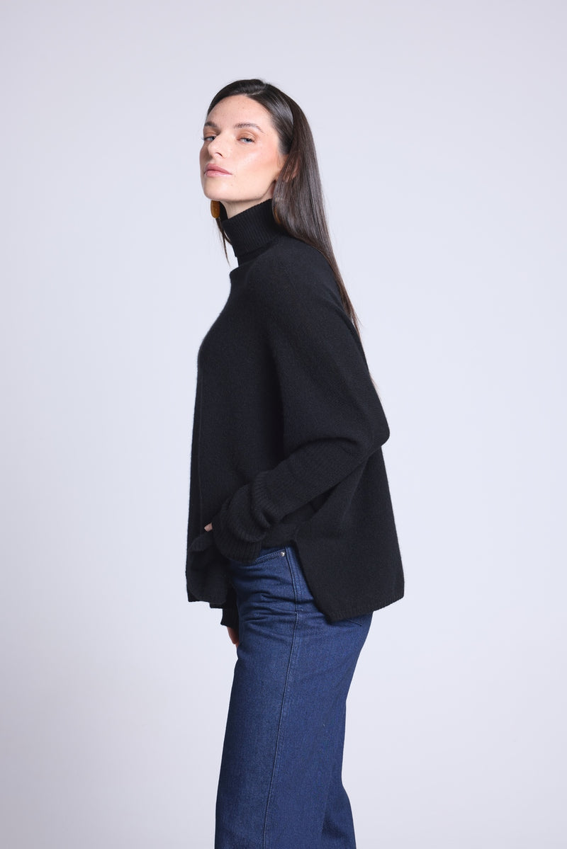 Pull Col Roule Poncho Naya - Noir - Femme